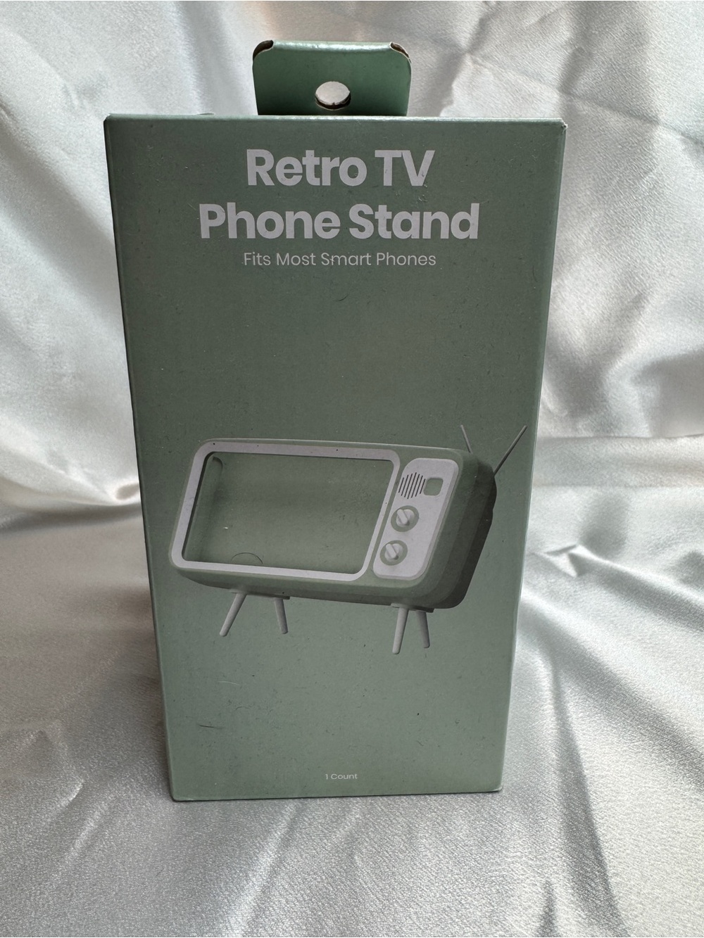 Retro TV Phone Stand - Sage Green